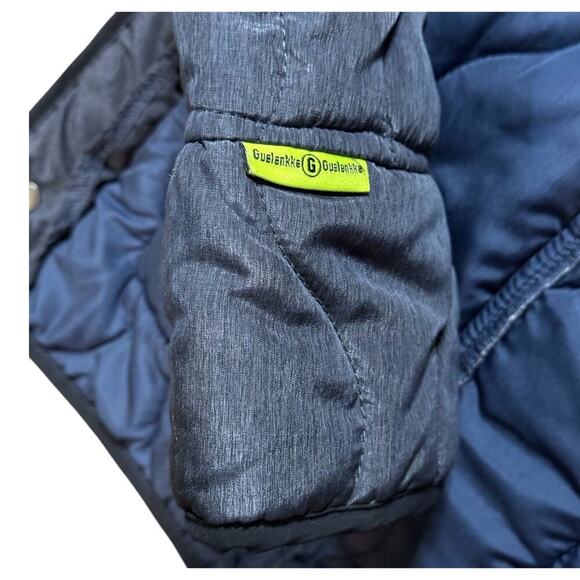 Guelenkke Puffer Bomber Jacket Mens Navy 3 Eyed Smiley Face Patch Streetwear M - Picture 6 of 7